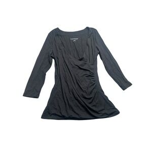 Soft Surroundings Womens Small Shapely Surplice Drape Front Top Faux Wrap Jersey